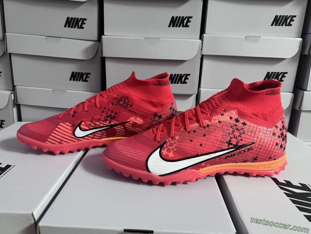 Nike Air Zoom Mercurial Superfly 9 Elite TF High-Tops Soccer Shoes - Red/White/Black