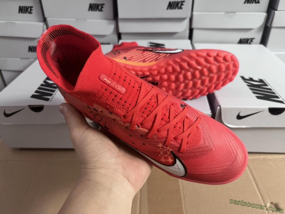 Nike Air Zoom Mercurial Superfly 9 Elite TF High-Tops Soccer Shoes - Red/White/Black