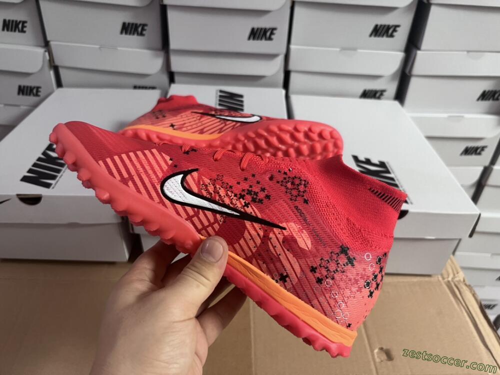 Nike Air Zoom Mercurial Superfly 9 Elite TF High-Tops Soccer Shoes - Red/White/Black