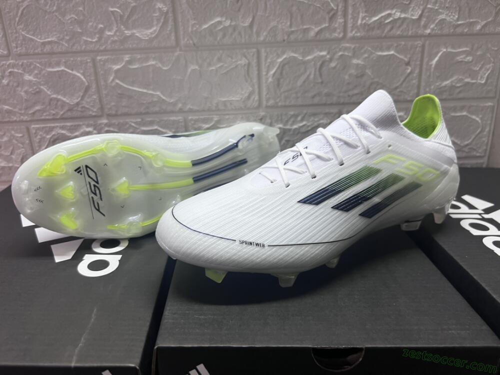 Adidas F50 Adizero FG Low-Tops Soccer Cleats - White/Black/Yellow