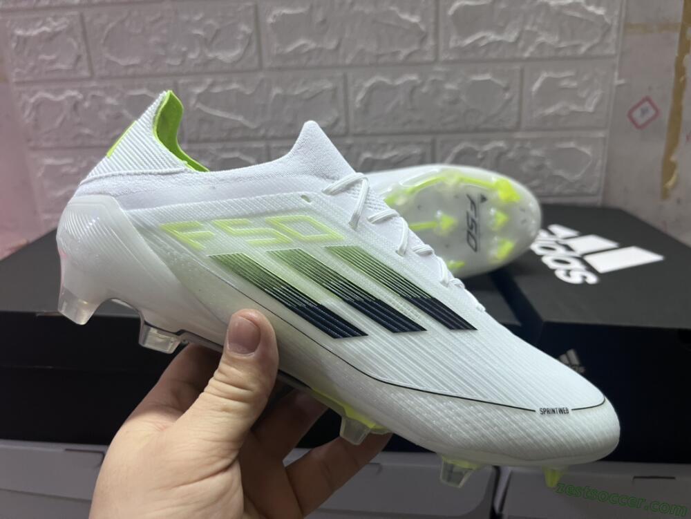 Adidas F50 Adizero FG Low-Tops Soccer Cleats - White/Black/Yellow