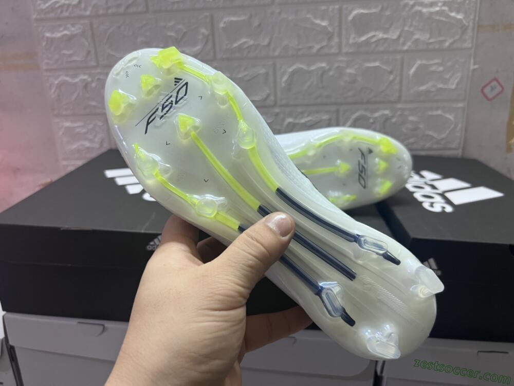 Adidas F50 Adizero FG Low-Tops Soccer Cleats - White/Black/Yellow
