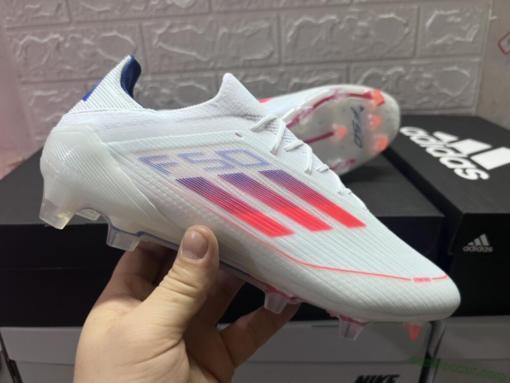 Adidas F50 Adizero FG Low-Tops Soccer Cleats - White/Red/Blue