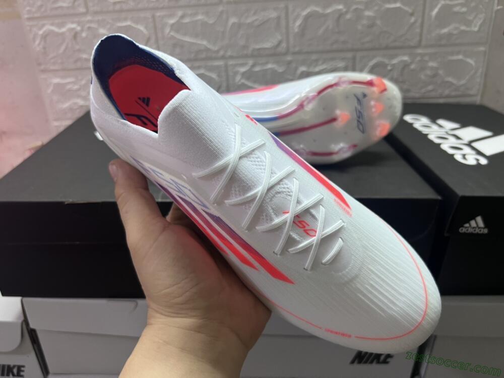 Adidas F50 Adizero FG Low-Tops Soccer Cleats - White/Red/Blue