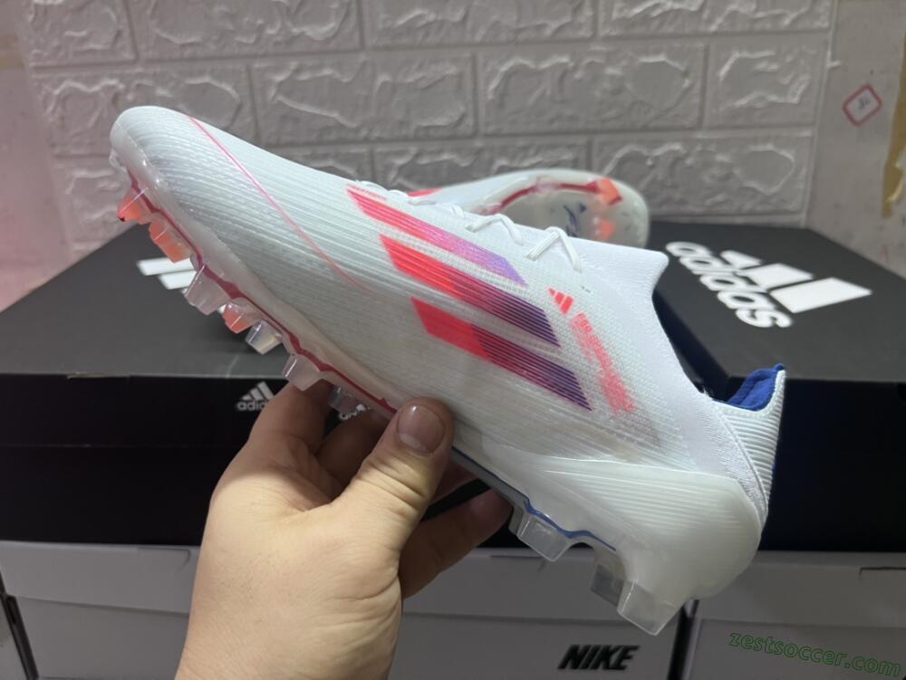 Adidas F50 Adizero FG Low-Tops Soccer Cleats - White/Red/Blue