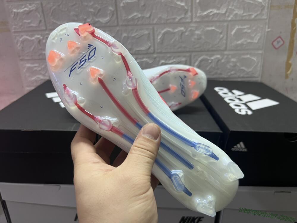 Adidas F50 Adizero FG Low-Tops Soccer Cleats - White/Red/Blue