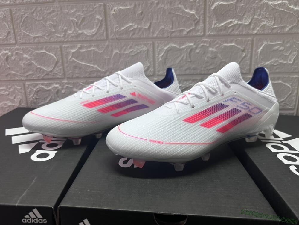 Adidas F50 Adizero FG Low-Tops Soccer Cleats - White/Red/Blue