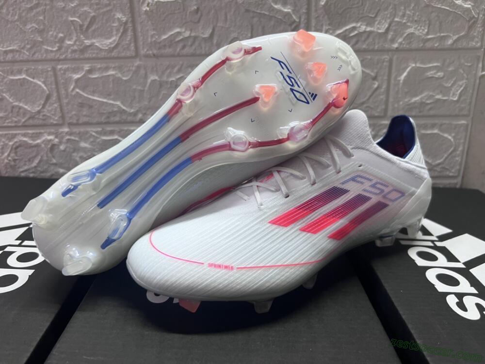 Adidas F50 Adizero FG Low-Tops Soccer Cleats - White/Red/Blue