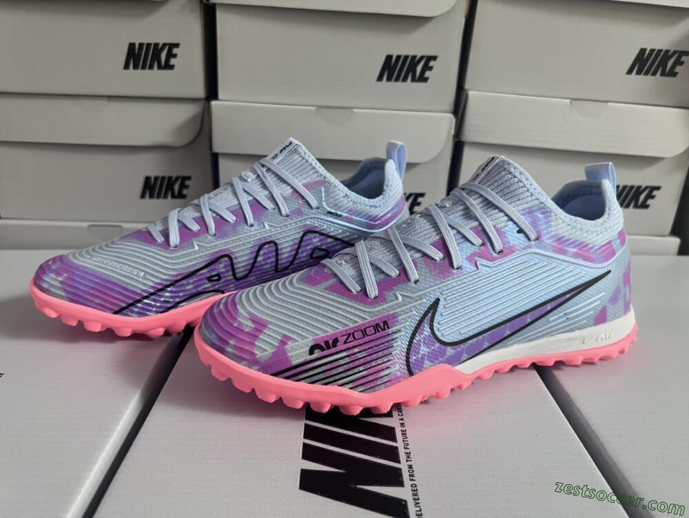 Nike Air Zoom Mercurial Vapor 15 Pro TF Low-Tops Soccer Shoes - Silver/Purple/Red
