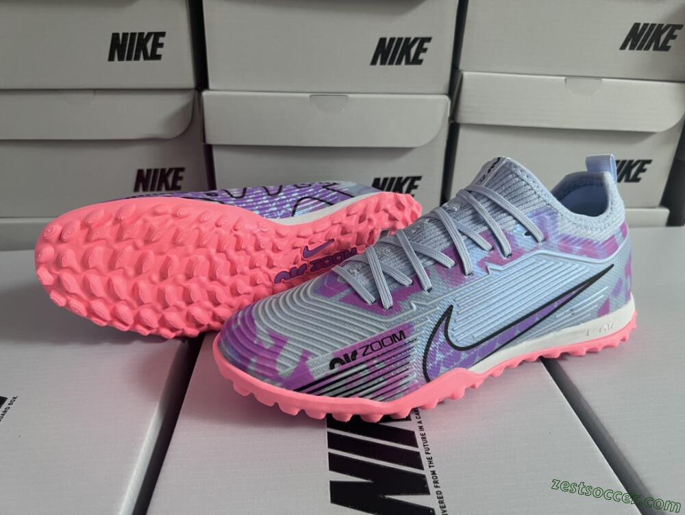 Nike Air Zoom Mercurial Vapor 15 Pro TF Low-Tops Soccer Shoes - Silver/Purple/Red