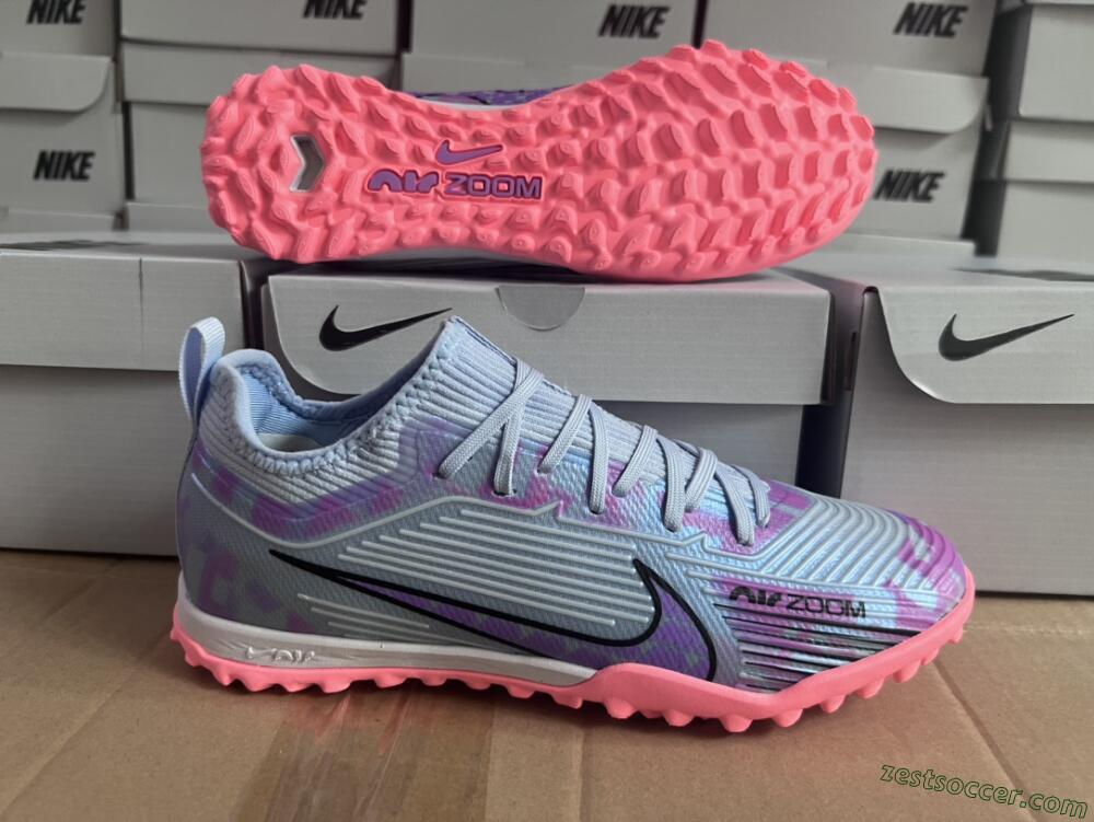 Nike Air Zoom Mercurial Vapor 15 Pro TF Low-Tops Soccer Shoes - Silver/Purple/Red