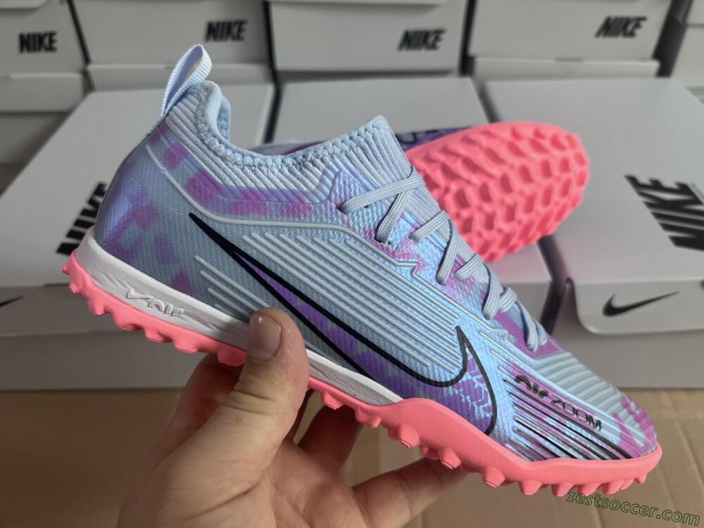 Nike Air Zoom Mercurial Vapor 15 Pro TF Low-Tops Soccer Shoes - Silver/Purple/Red