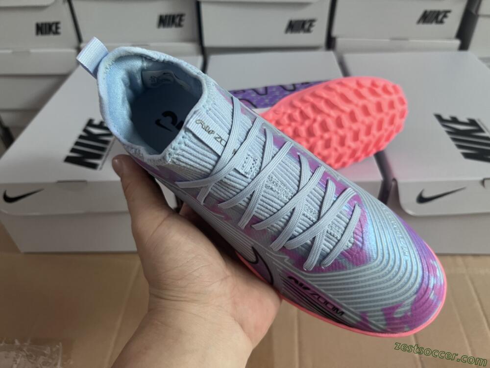 Nike Air Zoom Mercurial Vapor 15 Pro TF Low-Tops Soccer Shoes - Silver/Purple/Red