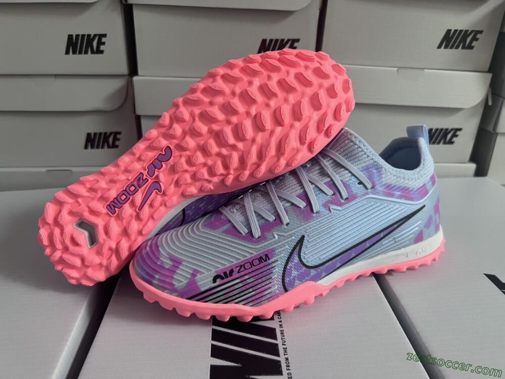 Nike Air Zoom Mercurial Vapor 15 Pro TF Low-Tops Soccer Shoes - Silver/Purple/Red