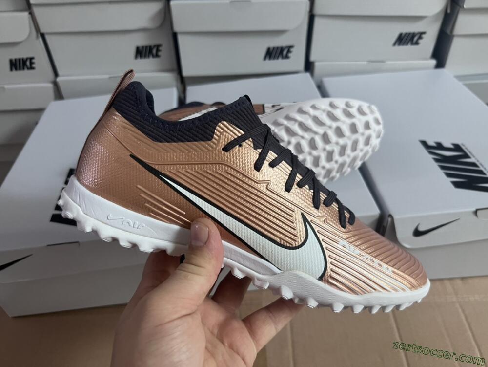 Nike Air Zoom Mercurial Vapor 15 Pro TF Low-Tops Soccer Shoes - Rose Gold/Black/White