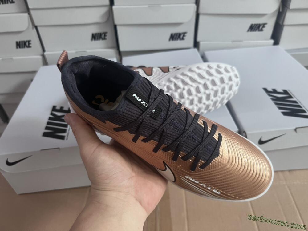 Nike Air Zoom Mercurial Vapor 15 Pro TF Low-Tops Soccer Shoes - Rose Gold/Black/White