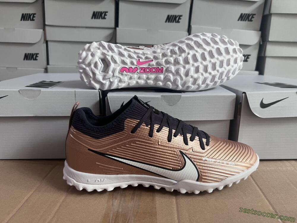 Nike Air Zoom Mercurial Vapor 15 Pro TF Low-Tops Soccer Shoes - Rose Gold/Black/White