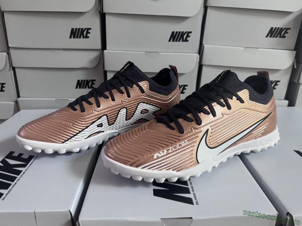 Nike Air Zoom Mercurial Vapor 15 Pro TF Low-Tops Soccer Shoes - Rose Gold/Black/White