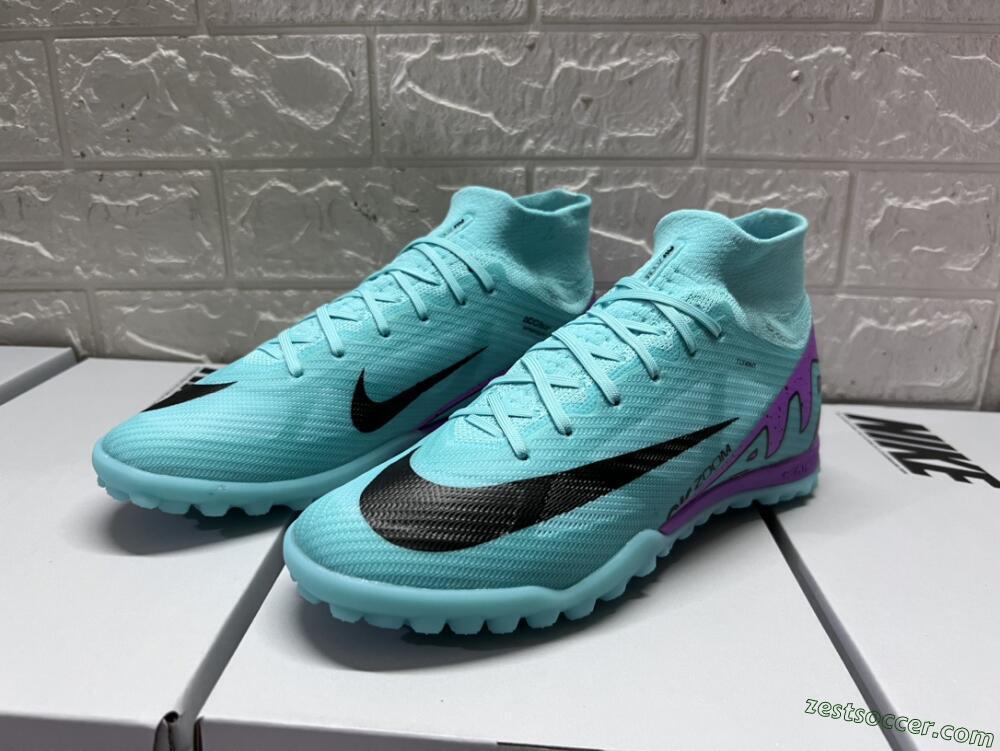 Nike Air Zoom Mercurial Superfly 9 Elite TF High-Tops Soccer Shoes - Blue/Black/Purple