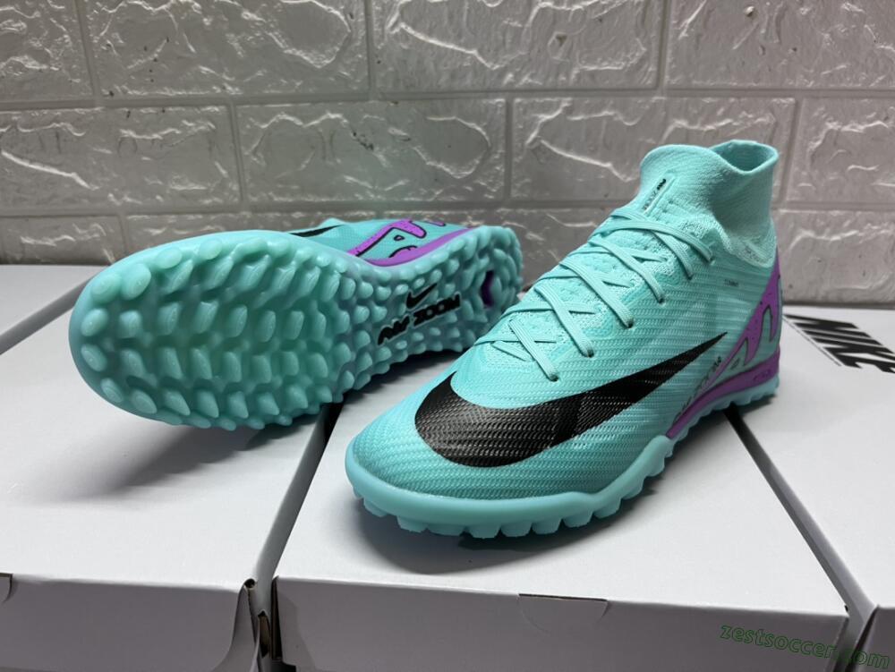 Nike Air Zoom Mercurial Superfly 9 Elite TF High-Tops Soccer Shoes - Blue/Black/Purple