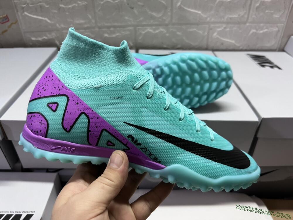 Nike Air Zoom Mercurial Superfly 9 Elite TF High-Tops Soccer Shoes - Blue/Black/Purple