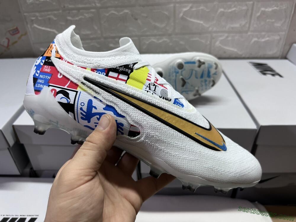 Harry Kane X Nike Phantom GX Elite FG Low-Tops Soccer Cleats - White/Rainbow