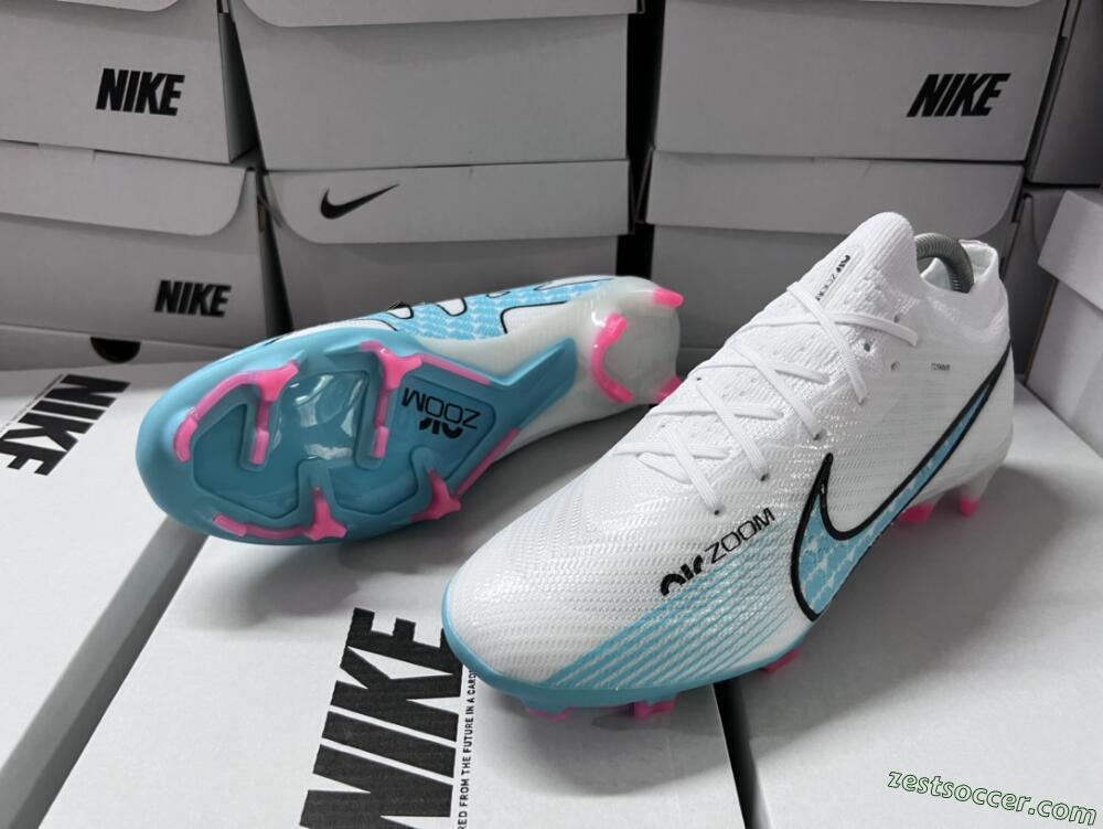 Nike Air Zoom Mercurial Vapor 15 Elite FG Low-Tops Soccer Cleats - White/Blue/Pink