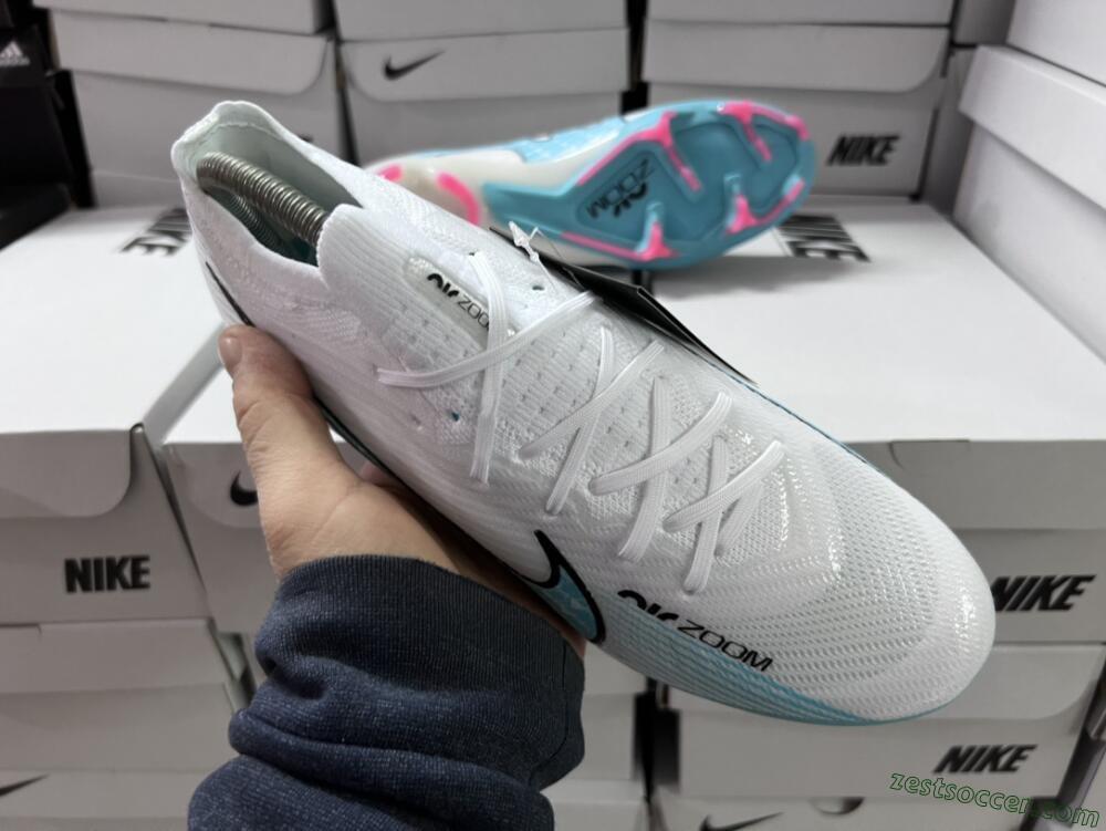 Nike Air Zoom Mercurial Vapor 15 Elite FG Low-Tops Soccer Cleats - White/Blue/Pink