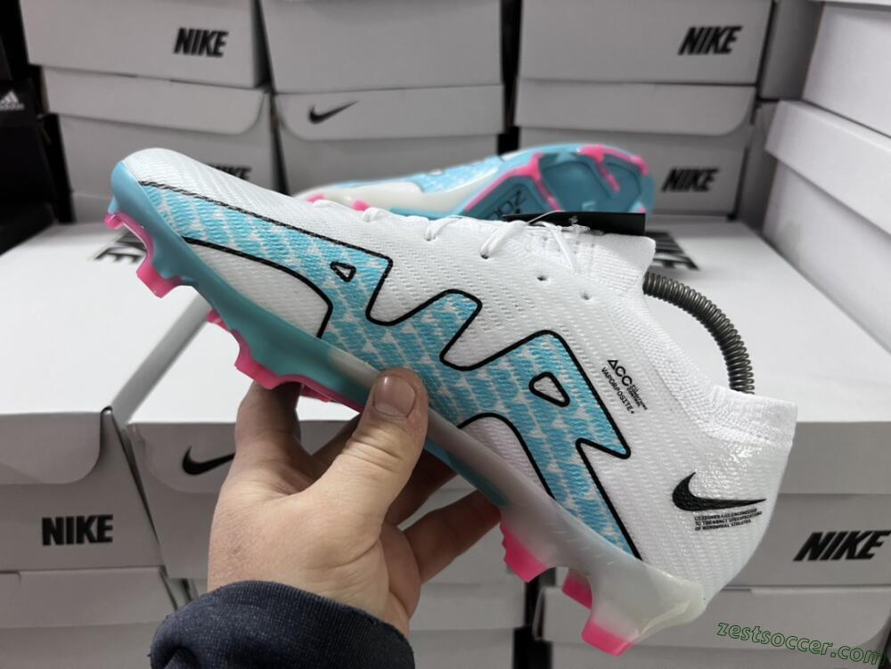 Nike Air Zoom Mercurial Vapor 15 Elite FG Low-Tops Soccer Cleats - White/Blue/Pink