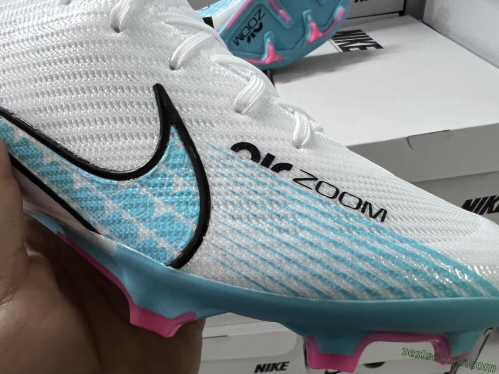 Nike Air Zoom Mercurial Vapor 15 Elite FG Low-Tops Soccer Cleats - White/Blue/Pink