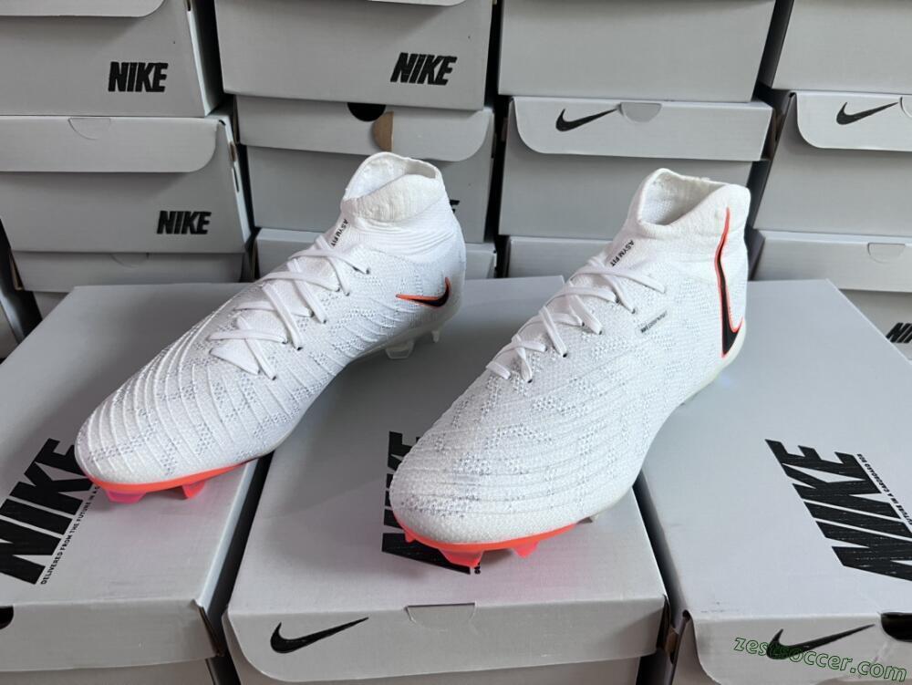 Nike Phantom Luna Elite FG High-Tops Soccer Cleats - White/Black/Orange