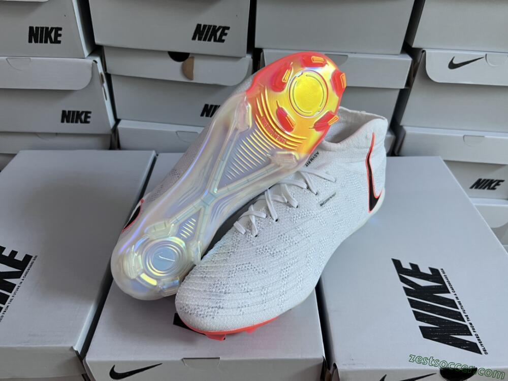 Nike Phantom Luna Elite FG High-Tops Soccer Cleats - White/Black/Orange