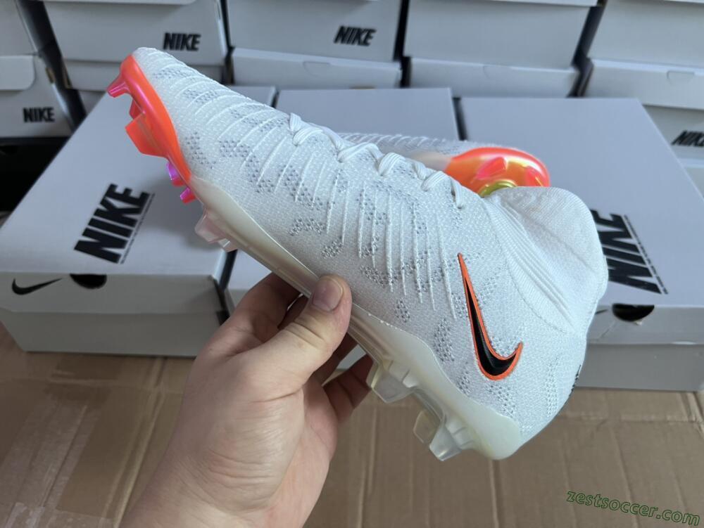 Nike Phantom Luna Elite FG High-Tops Soccer Cleats - White/Black/Orange