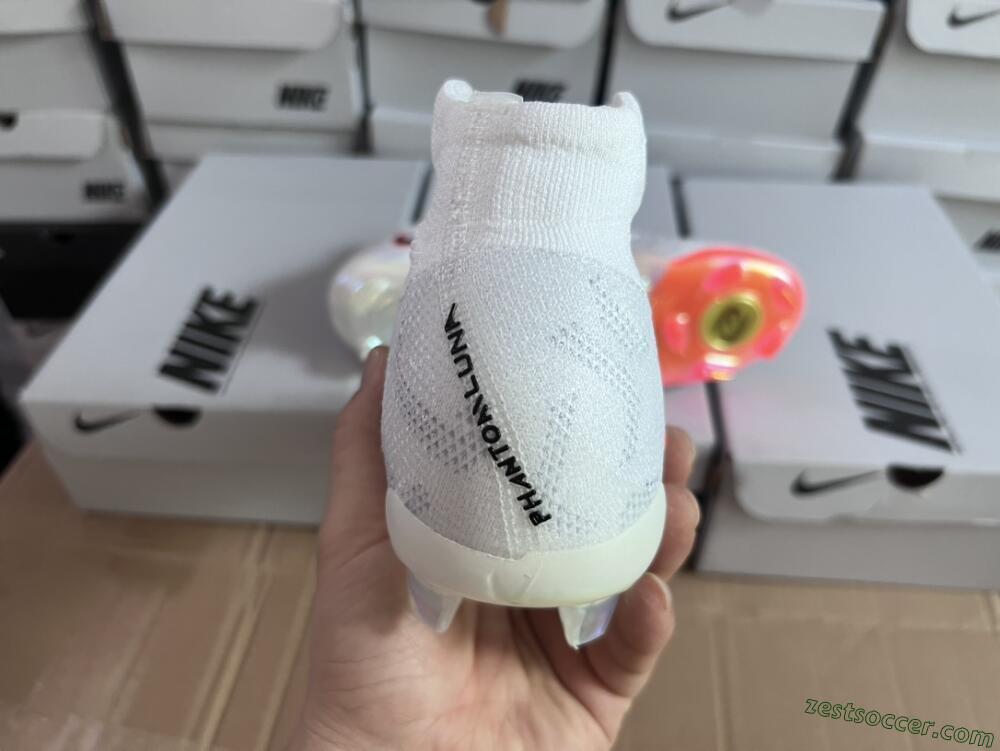 Nike Phantom Luna Elite FG High-Tops Soccer Cleats - White/Black/Orange