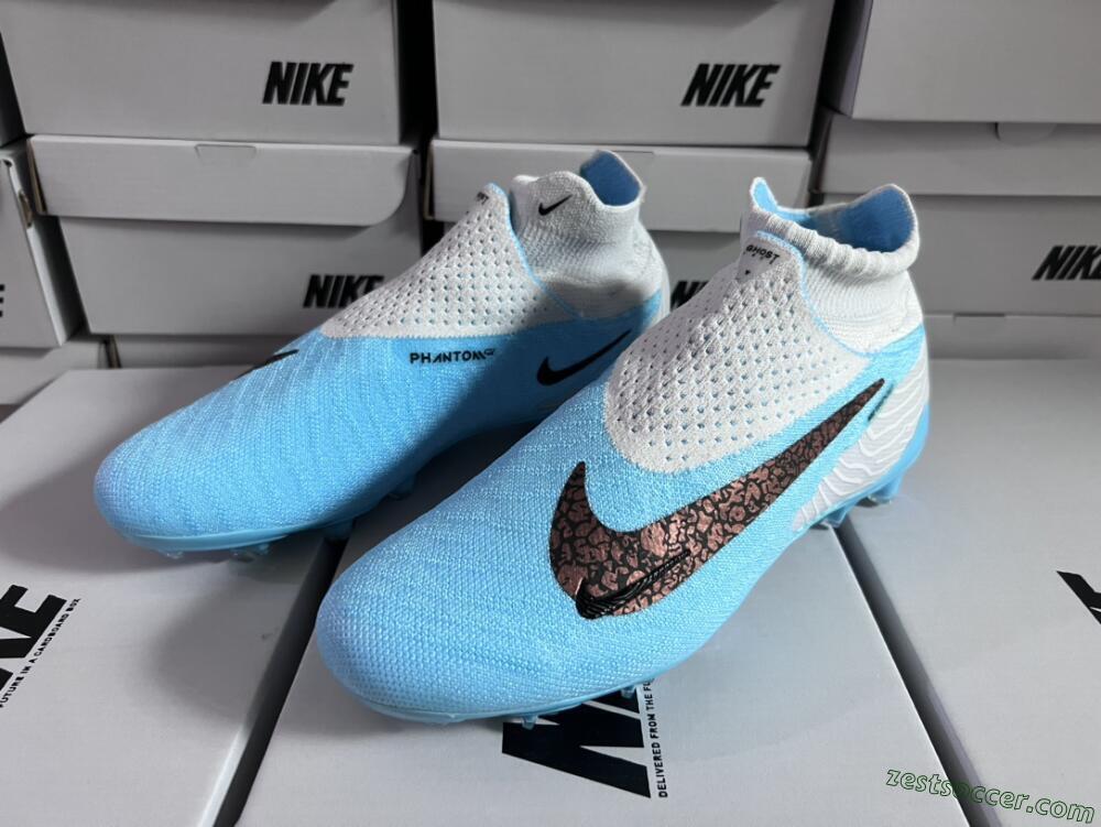 Nike Phantom GX Elite DF FG High-Tops Soccer Cleats - Blue/White/Black