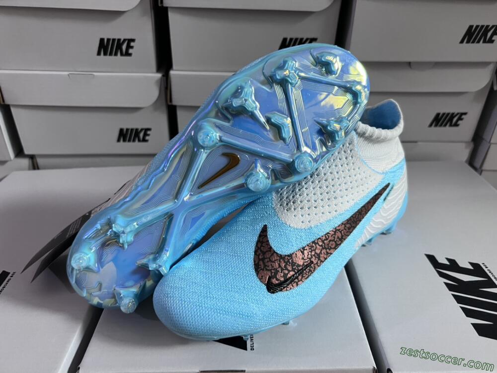 Nike Phantom GX Elite DF FG High-Tops Soccer Cleats - Blue/White/Black
