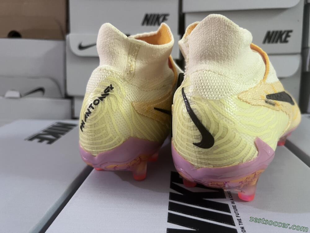 Nike Phantom GX Elite DF Link Blaze Pack FG High-Tops Soccer Cleats - Citron Tint/Burgundy Crush