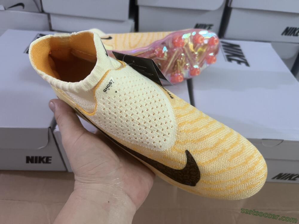 Nike Phantom GX Elite DF Link Blaze Pack FG High-Tops Soccer Cleats - Citron Tint/Burgundy Crush
