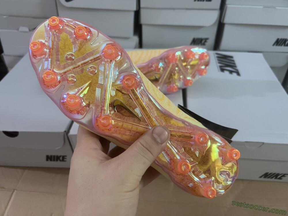 Nike Phantom GX Elite DF Link Blaze Pack FG High-Tops Soccer Cleats - Citron Tint/Burgundy Crush