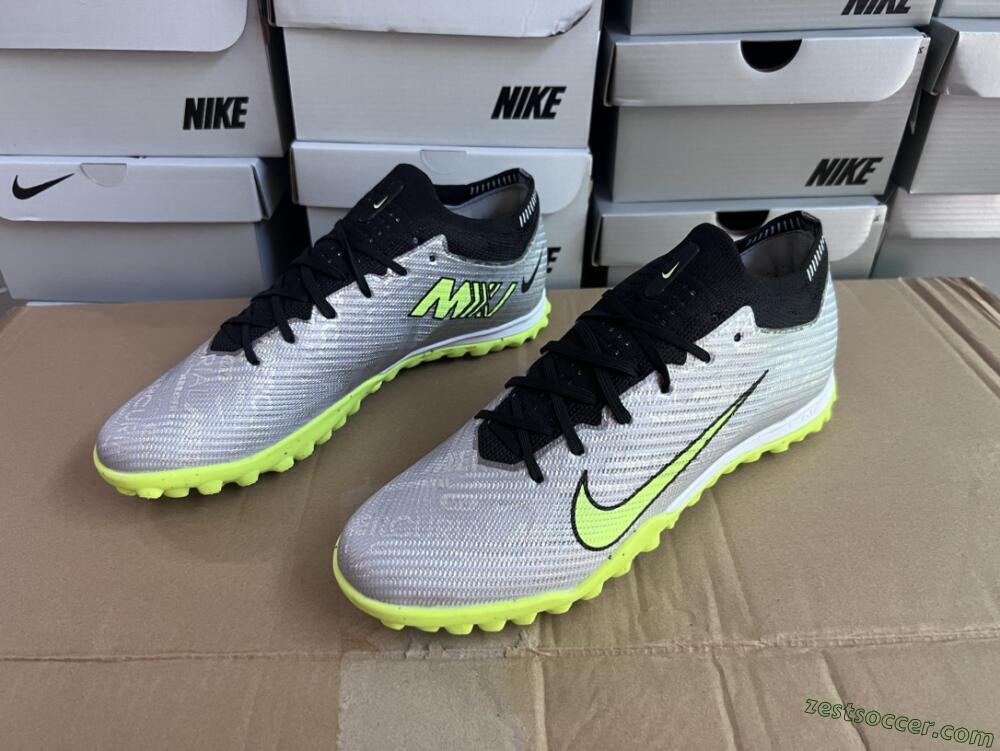Nike Air Zoom Mercurial Vapor 15 Elite TF Low-Tops Soccer Shoes - Silver/Green/Black