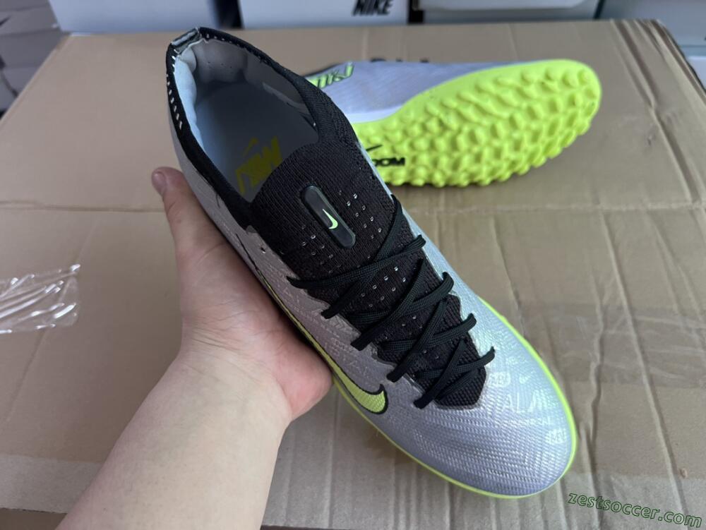 Nike Air Zoom Mercurial Vapor 15 Elite TF Low-Tops Soccer Shoes - Silver/Green/Black