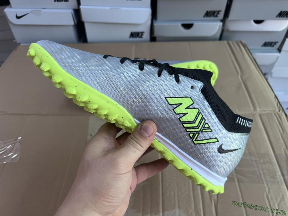 Nike Air Zoom Mercurial Vapor 15 Elite TF Low-Tops Soccer Shoes - Silver/Green/Black