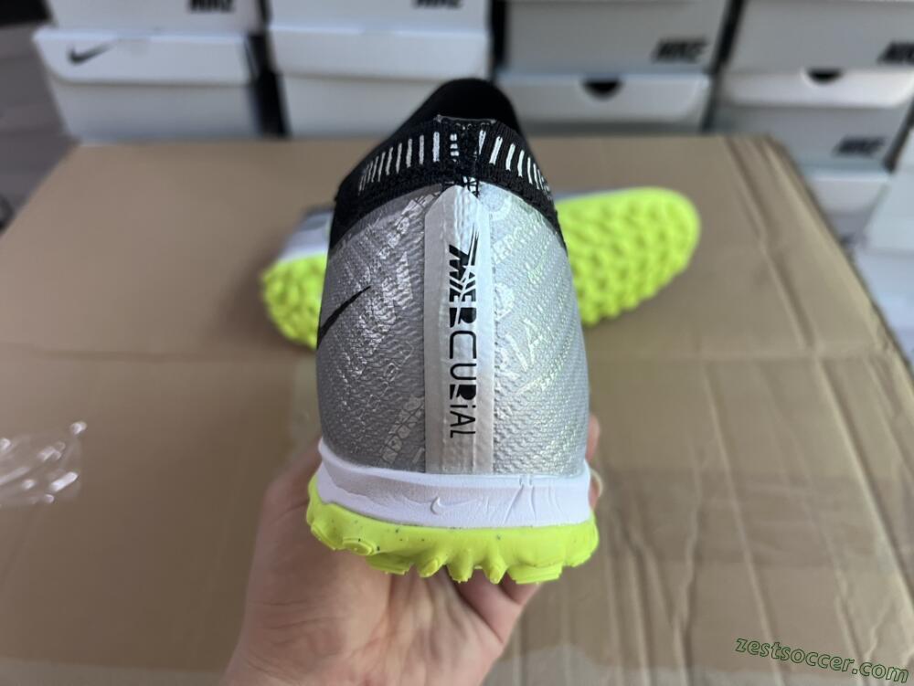 Nike Air Zoom Mercurial Vapor 15 Elite TF Low-Tops Soccer Shoes - Silver/Green/Black