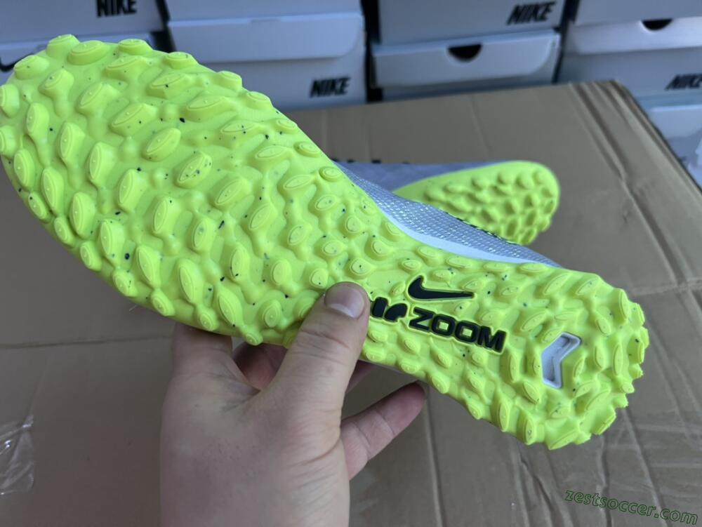 Nike Air Zoom Mercurial Vapor 15 Elite TF Low-Tops Soccer Shoes - Silver/Green/Black