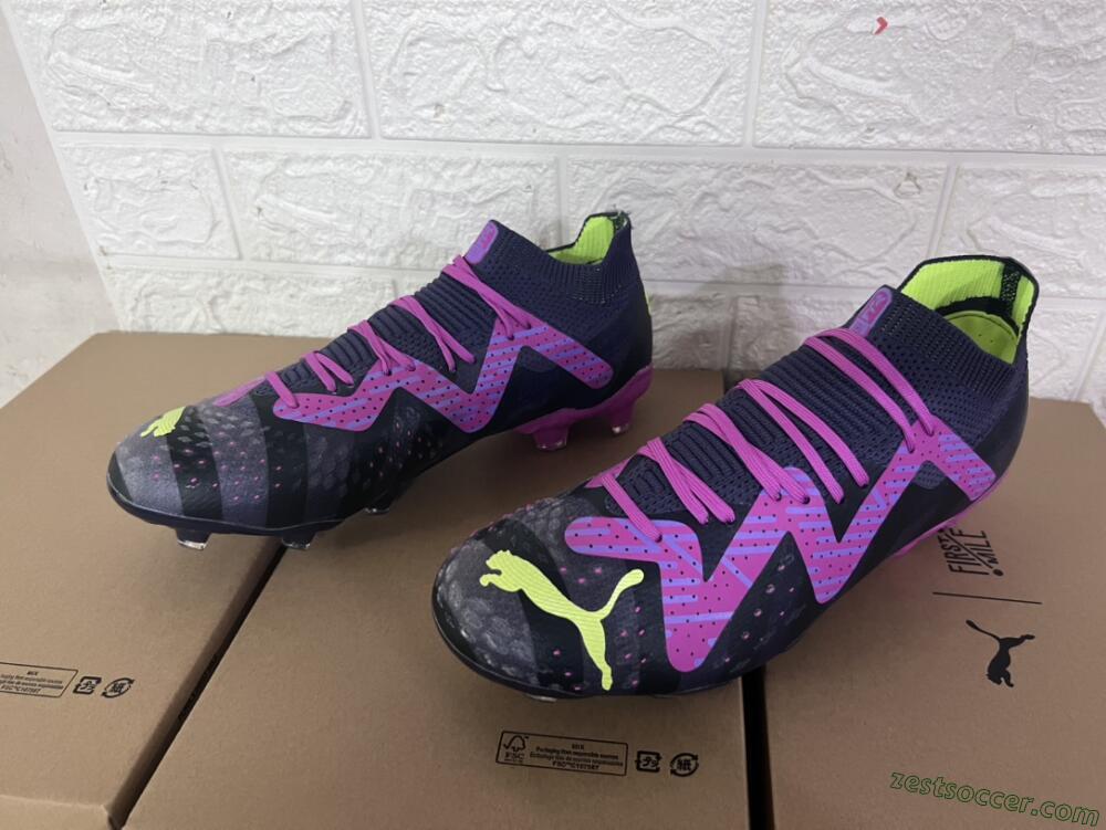 Puma Future Ultimate FG Low-Tops Soccer Cleats - Purple/Pink/Green