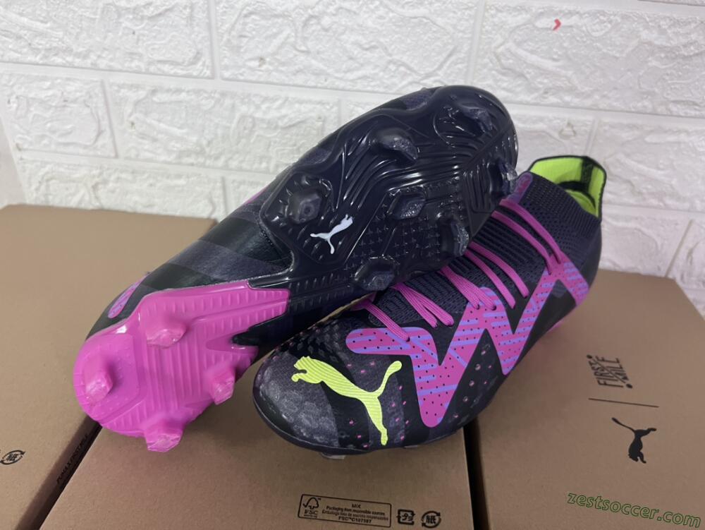 Puma Future Ultimate FG Low-Tops Soccer Cleats - Purple/Pink/Green