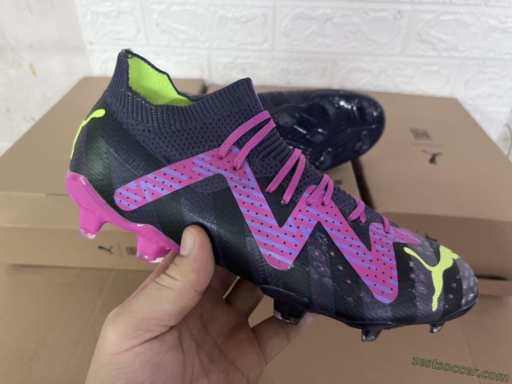 Puma Future Ultimate FG Low-Tops Soccer Cleats - Purple/Pink/Green