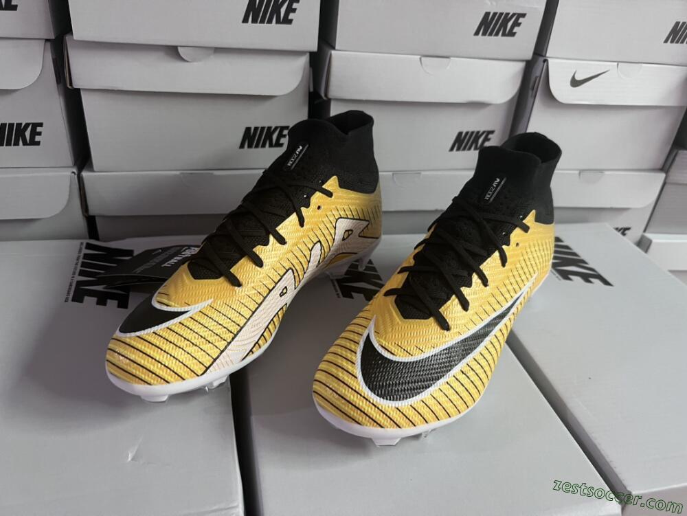 Nike Air Zoom Mercurial Superfly 9 Elite FG High-Tops Soccer Cleats - Yellow/Black/White