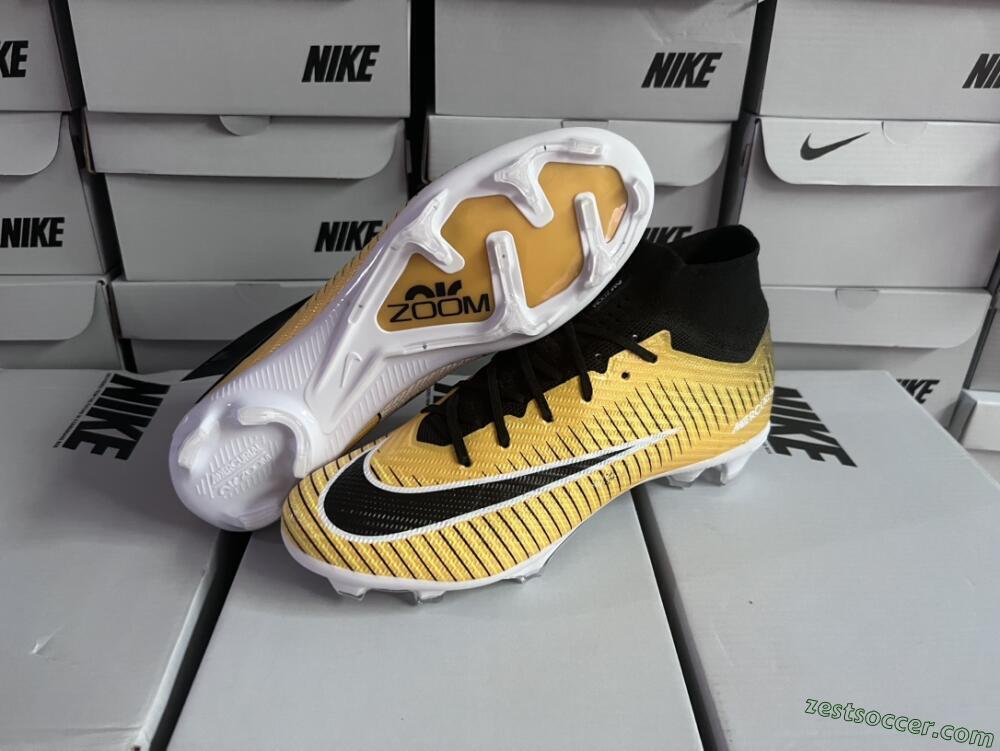 Nike Air Zoom Mercurial Superfly 9 Elite FG High-Tops Soccer Cleats - Yellow/Black/White