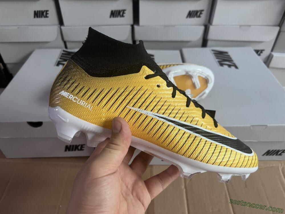 Nike Air Zoom Mercurial Superfly 9 Elite FG High-Tops Soccer Cleats - Yellow/Black/White